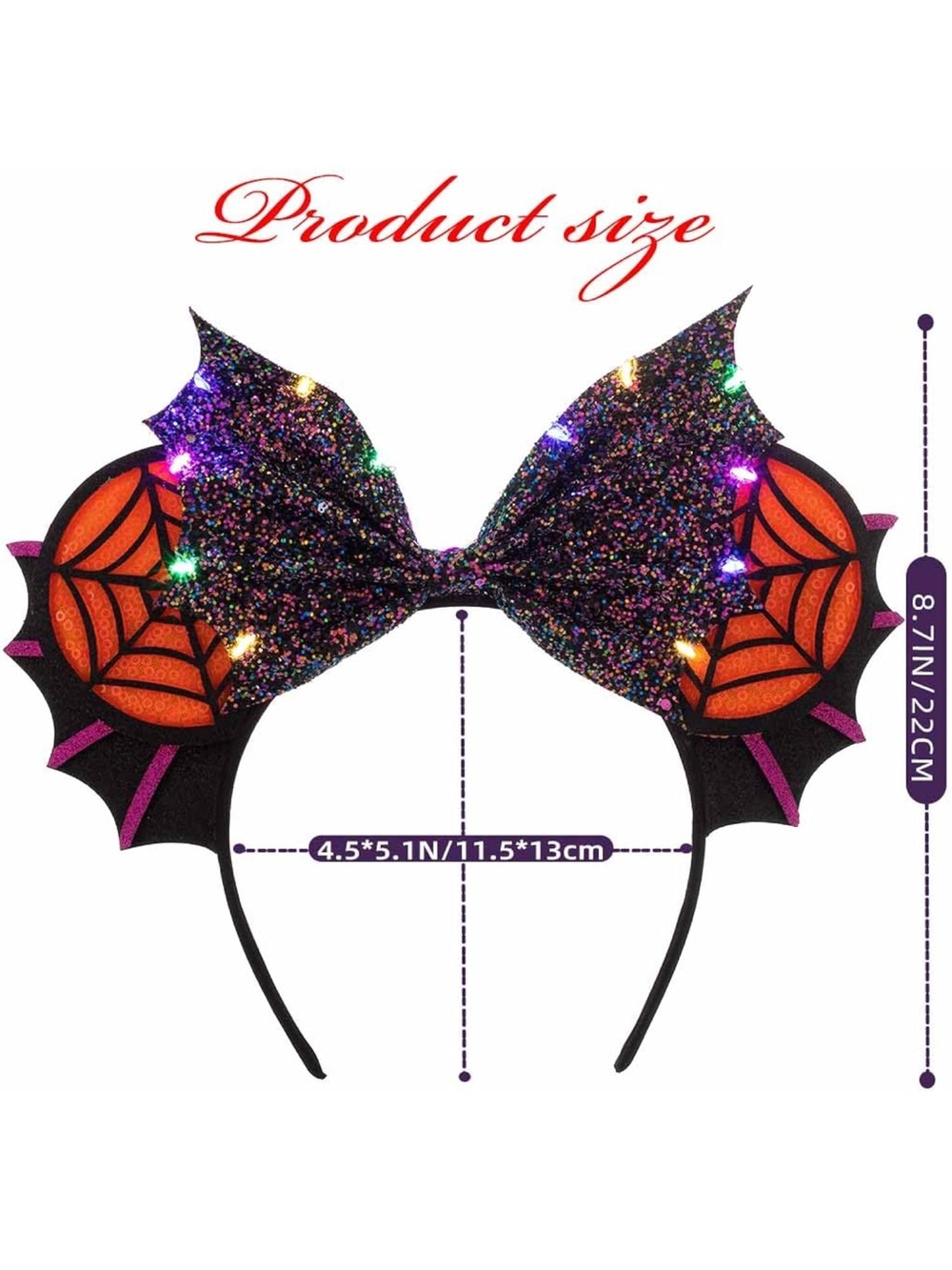 Orange Light Up Mouse Ears Headbands Led - Picture 7 of 8